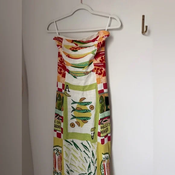 Viral paper heart Sardine Print Strapless tie Dress - Picture 2 of 4